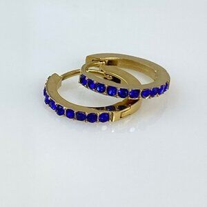 Birthstone Huggie Hoop Earrings - September Sapphire